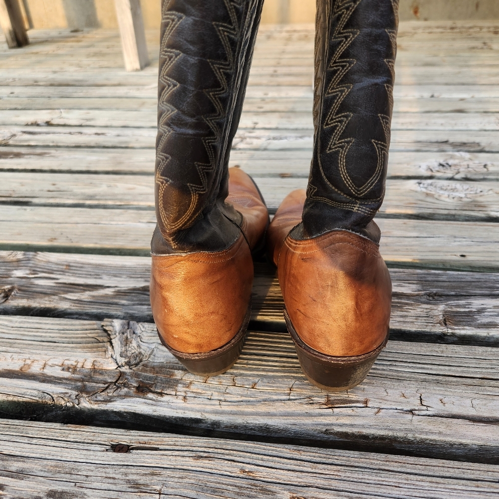 Texas Boot Co 9.5 5511 Gray Brown Western Cowgirl Boots Leather - Picture 7 of 7